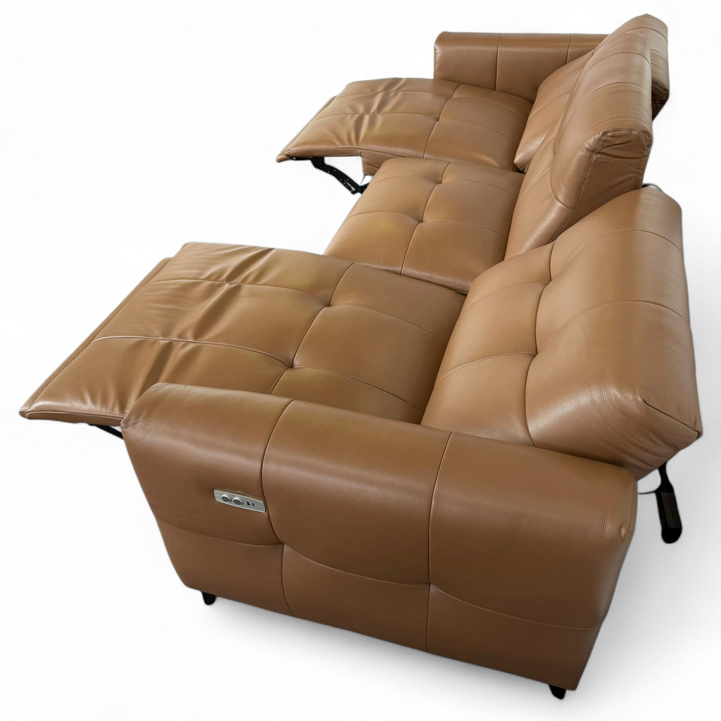 Celeste Recliner Sofa — Tan Leather 3 Seater