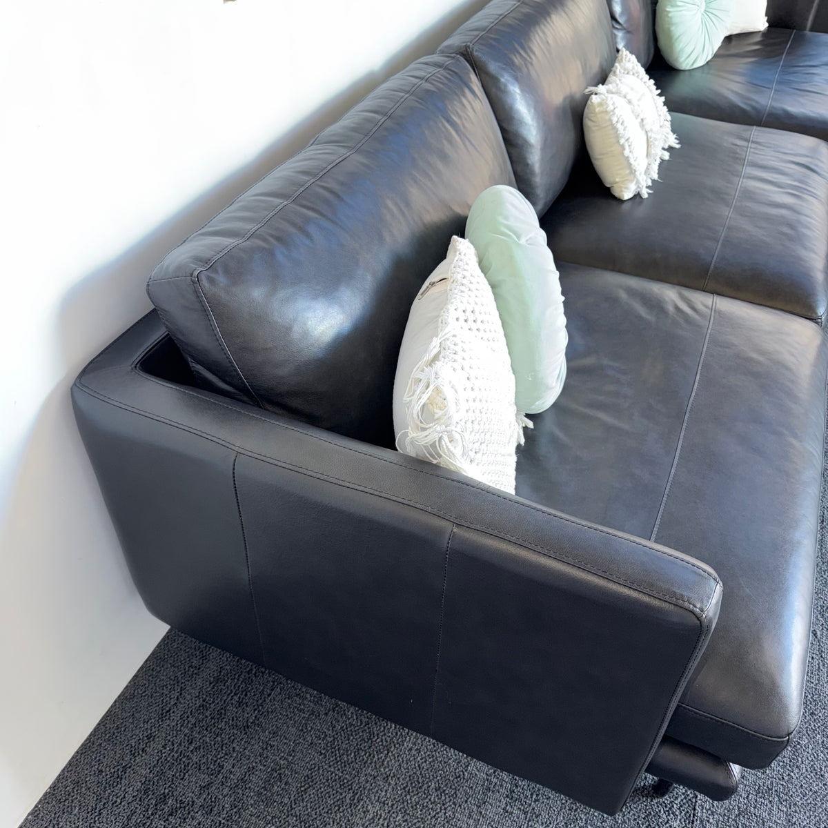 Furniture Gallery Brooklyn Genuine Leather 5.5 Seater Sofa with Chaise
