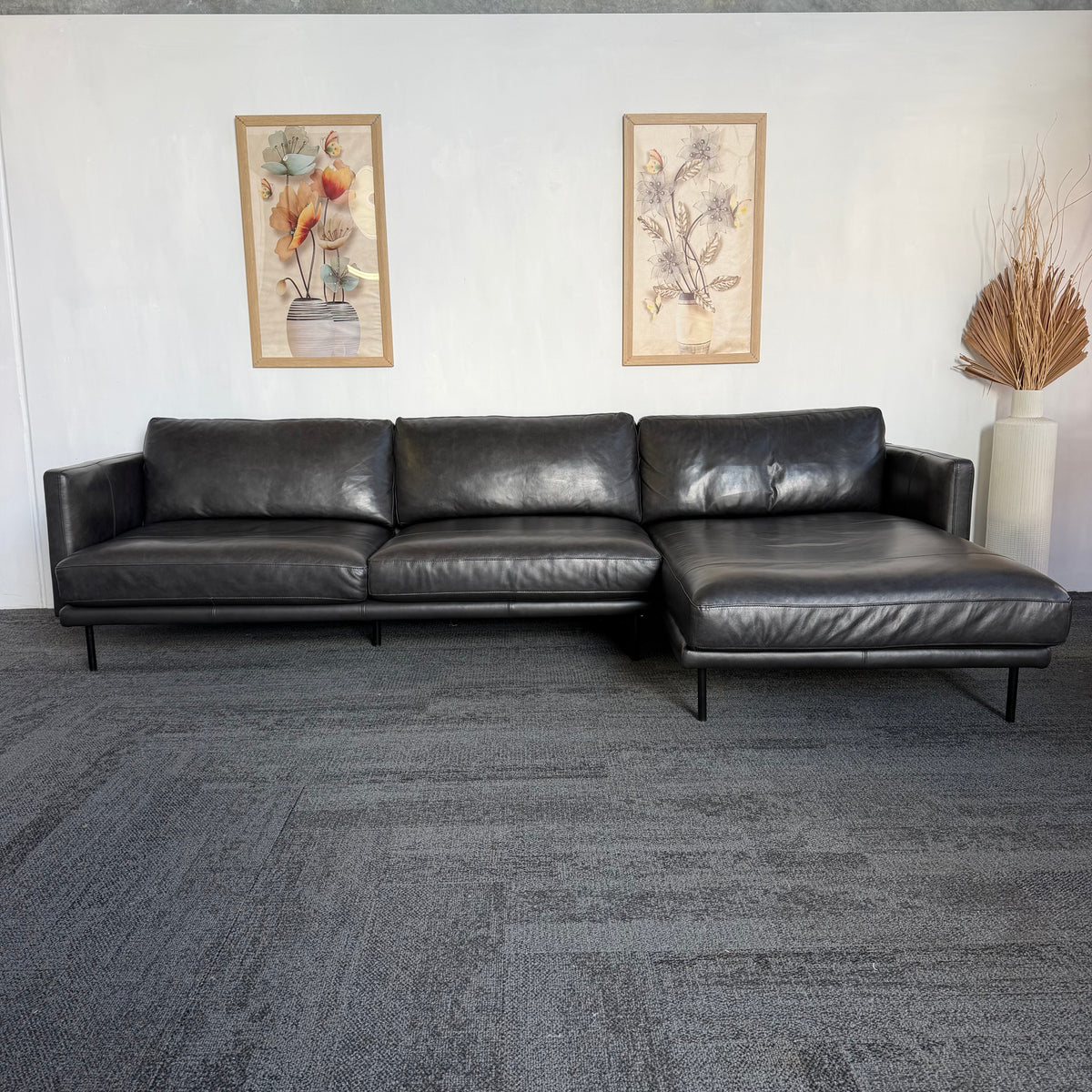 Furniture Gallery Brooklyn Genuine Leather 5.5 Seater Sofa with Chaise