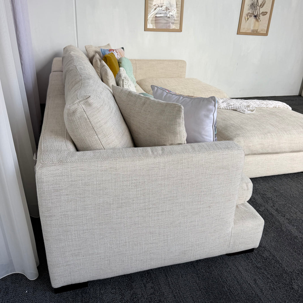 Freedom Long Island 5.5 Seater Feather-Filled Couch with Chaise & Ottoman