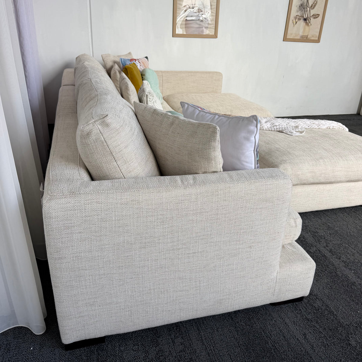Freedom Long Island 5.5 Seater Feather-Filled Couch with Chaise & Ottoman