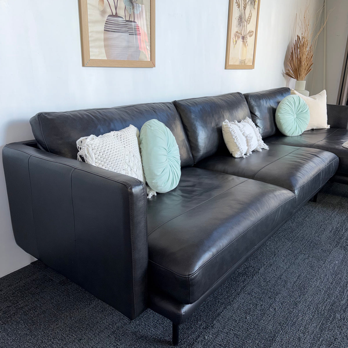 Furniture Gallery Brooklyn Genuine Leather 5.5 Seater Sofa with Chaise
