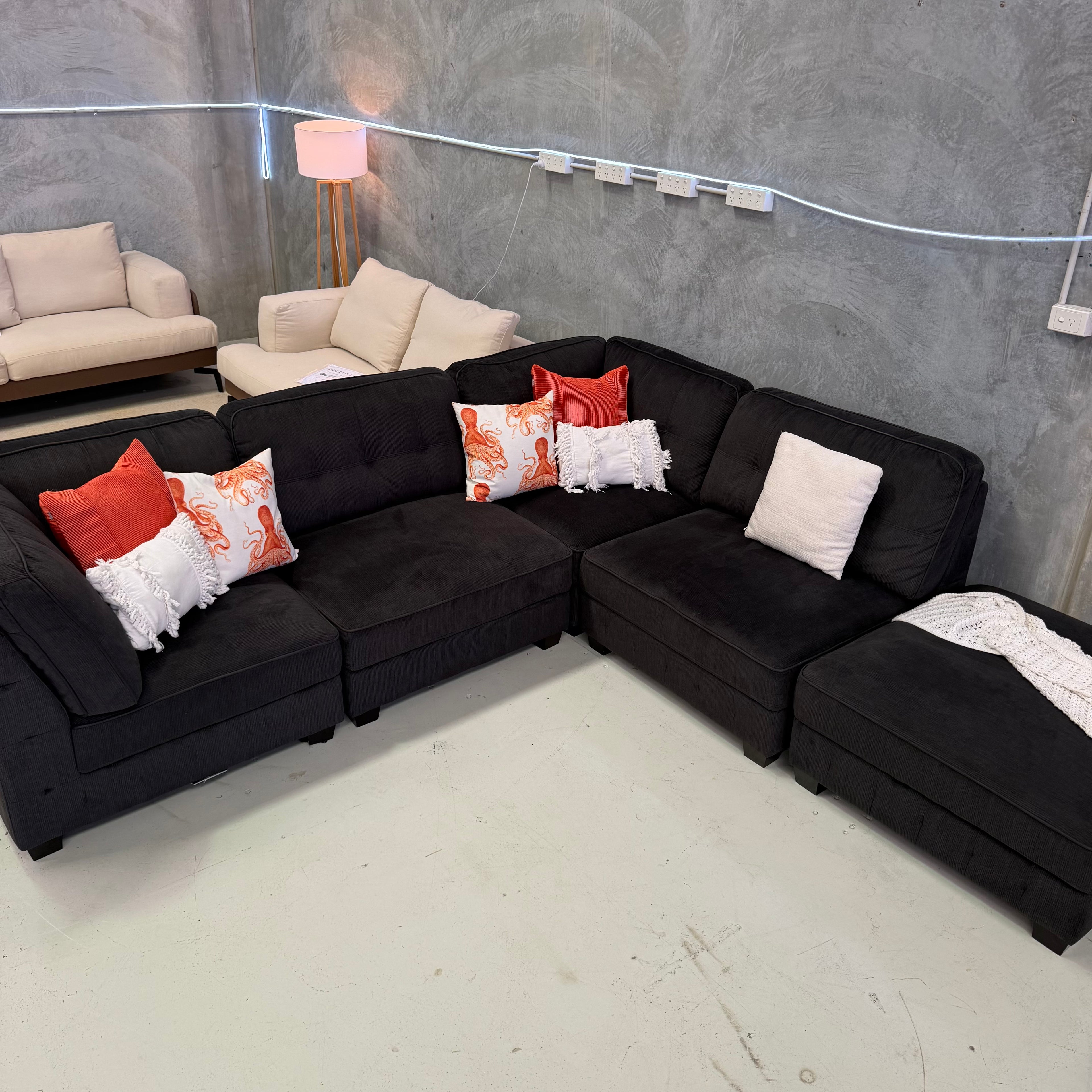 Harvey Norman Modular Corro Seater Couch Lounge Sofa with Ottoman $1680 Only