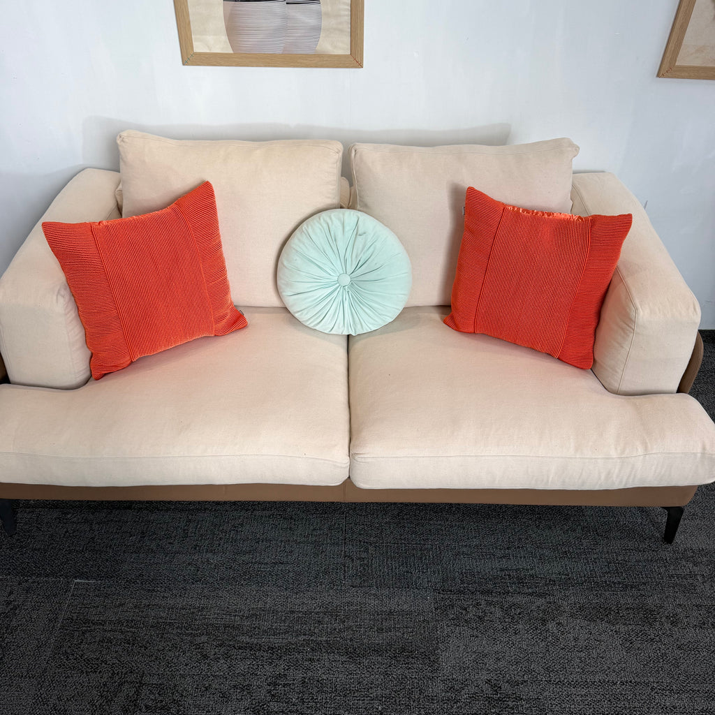 Designer 2-Tone Leather & Felt Fabric Couch Set – 3 + 2 + 1