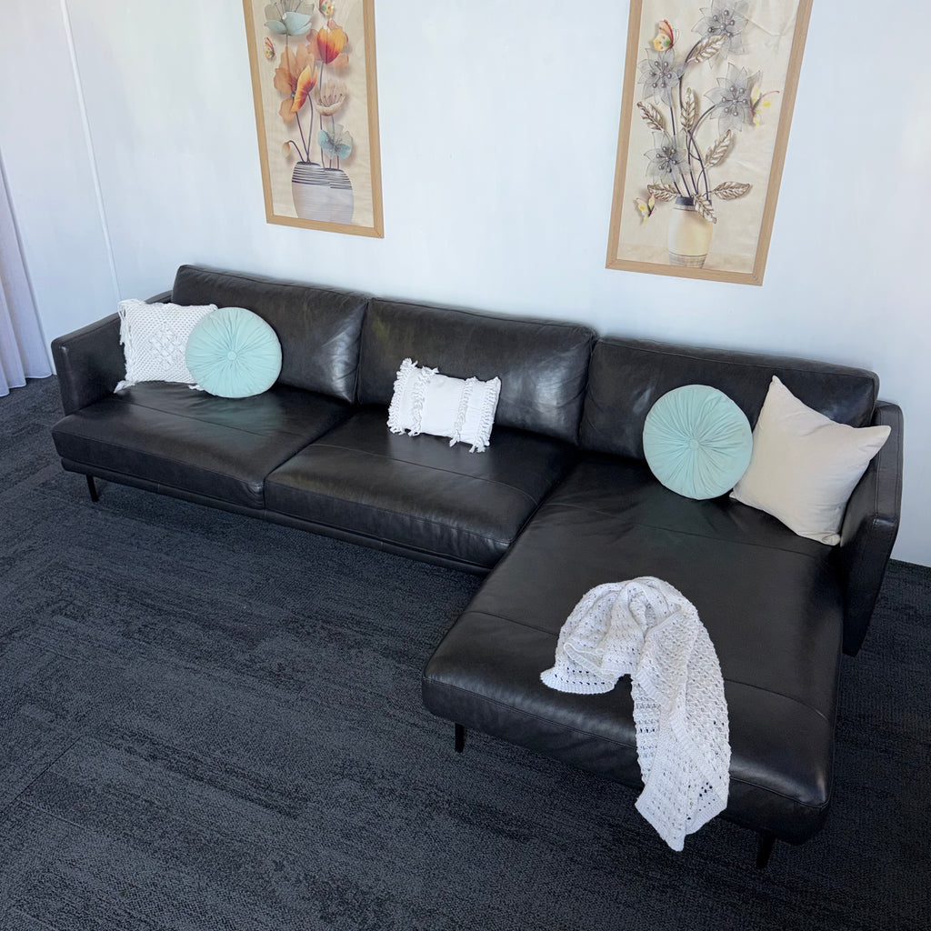 Furniture Gallery Brooklyn Genuine Leather 5.5 Seater Sofa with Chaise