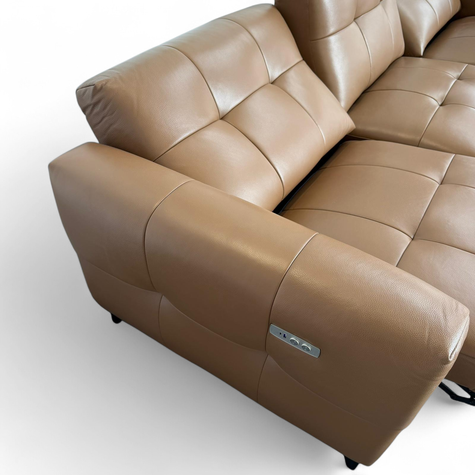 Celeste Recliner Sofa — Tan Leather 3 Seater