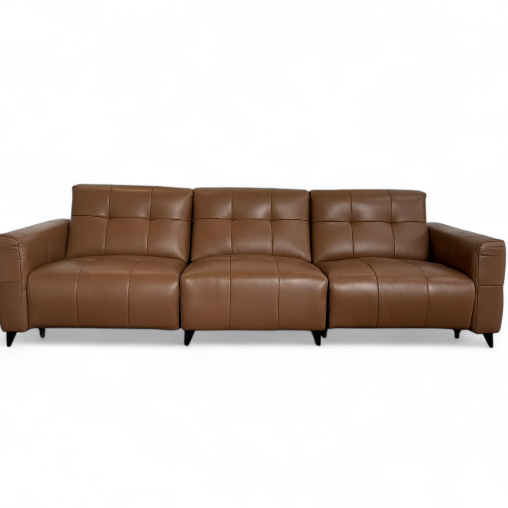 Celeste Recliner Sofa — Tan Leather 3 Seater
