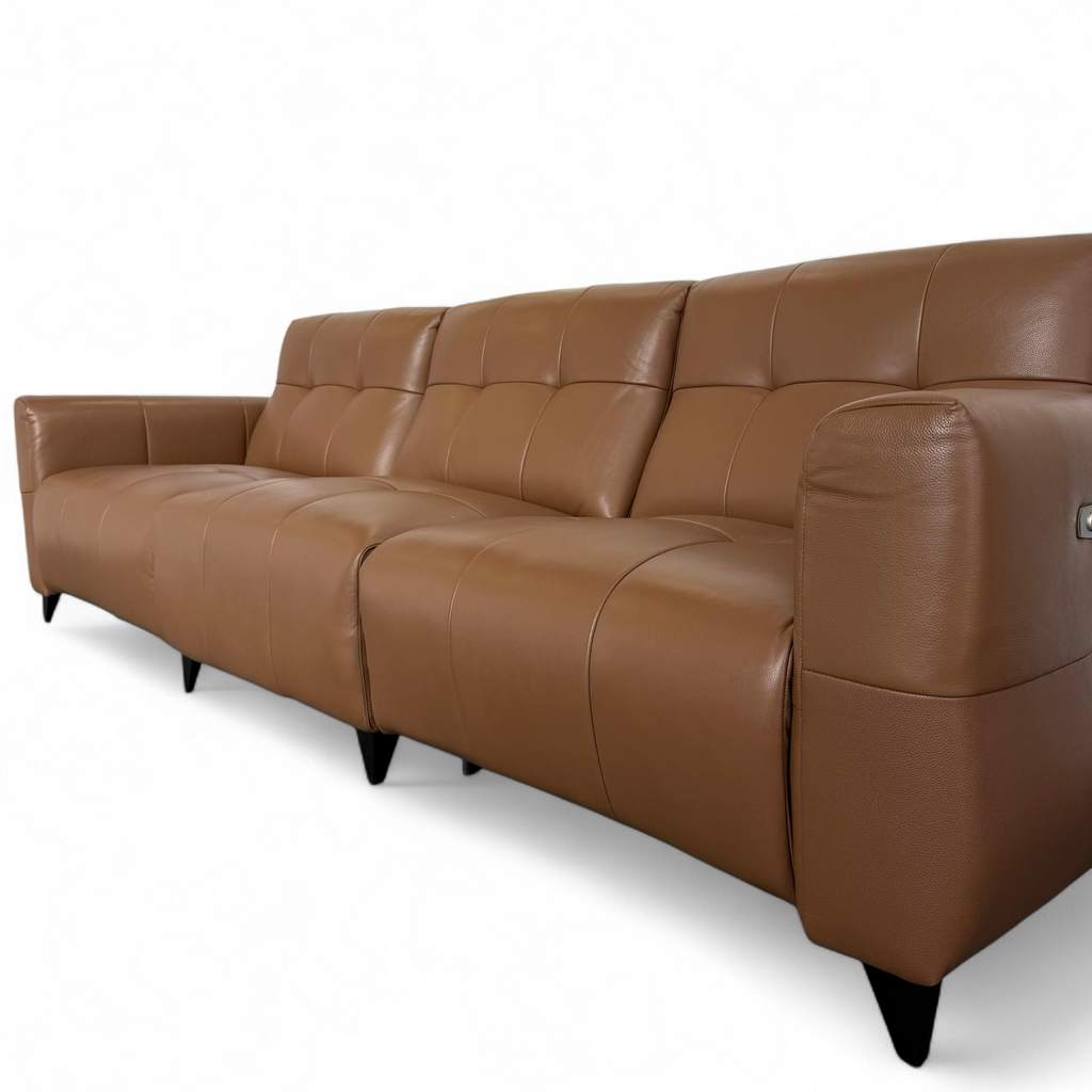 Celeste Recliner Sofa — Tan Leather 3 Seater