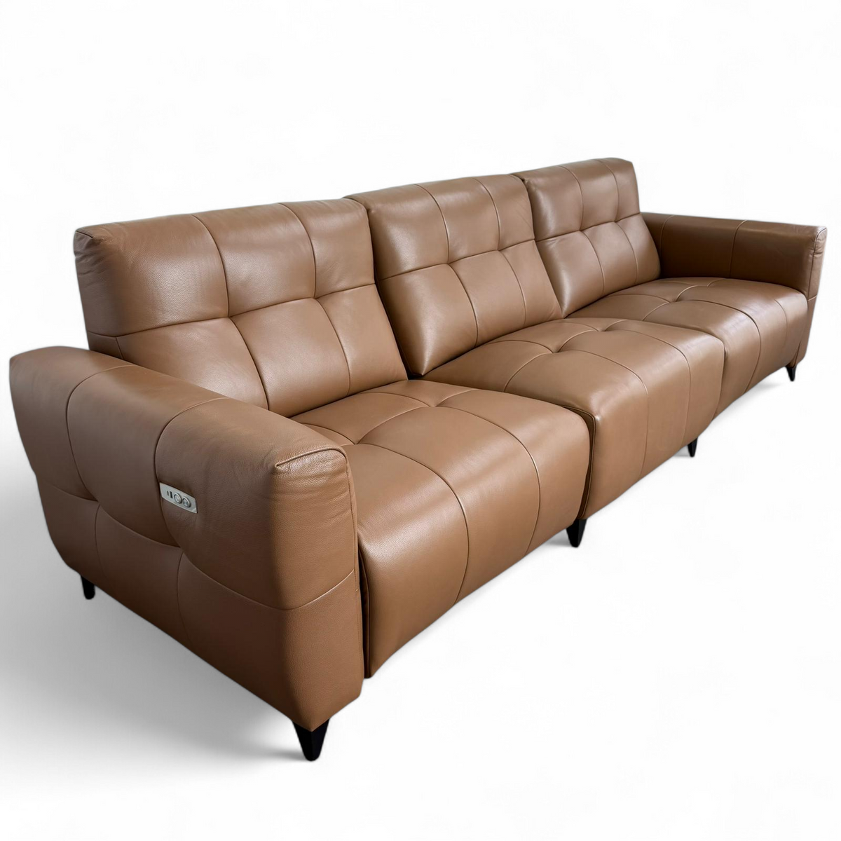 Celeste Recliner Sofa — Tan Leather 3 Seater