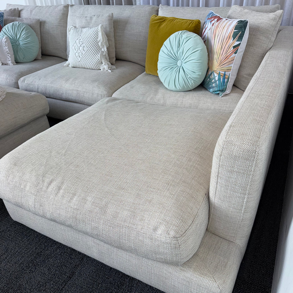 Freedom Long Island 5.5 Seater Feather-Filled Couch with Chaise & Ottoman