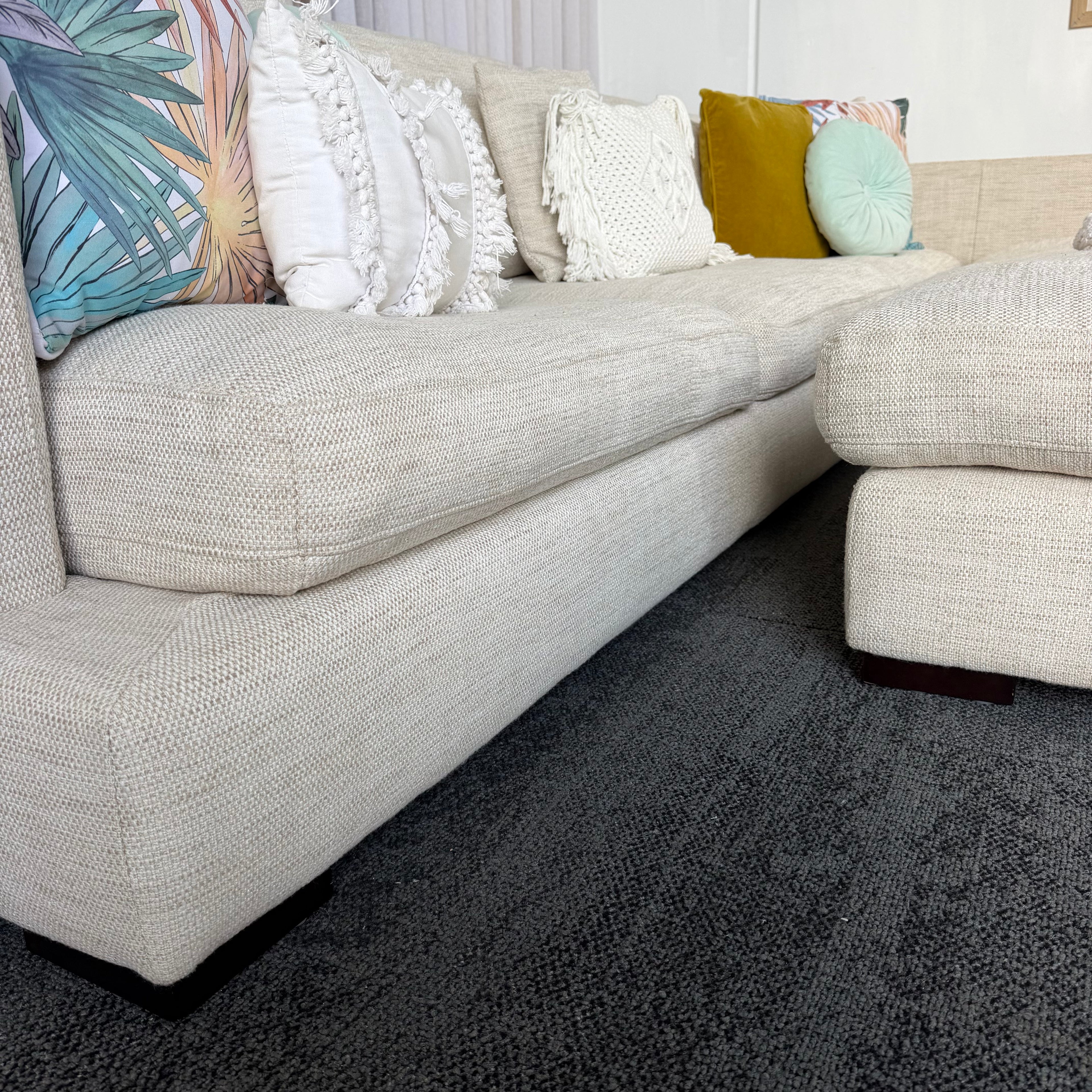 Freedom Long Island 5.5 Seater Feather-Filled Couch with Chaise & Ottoman