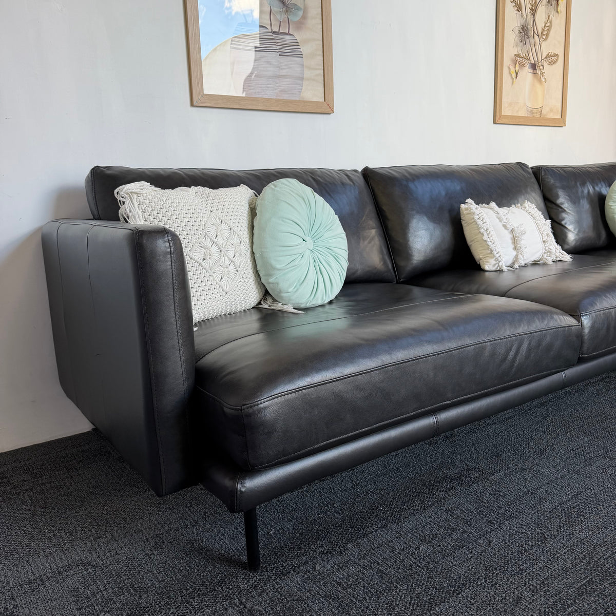 Furniture Gallery Brooklyn Genuine Leather 5.5 Seater Sofa with Chaise