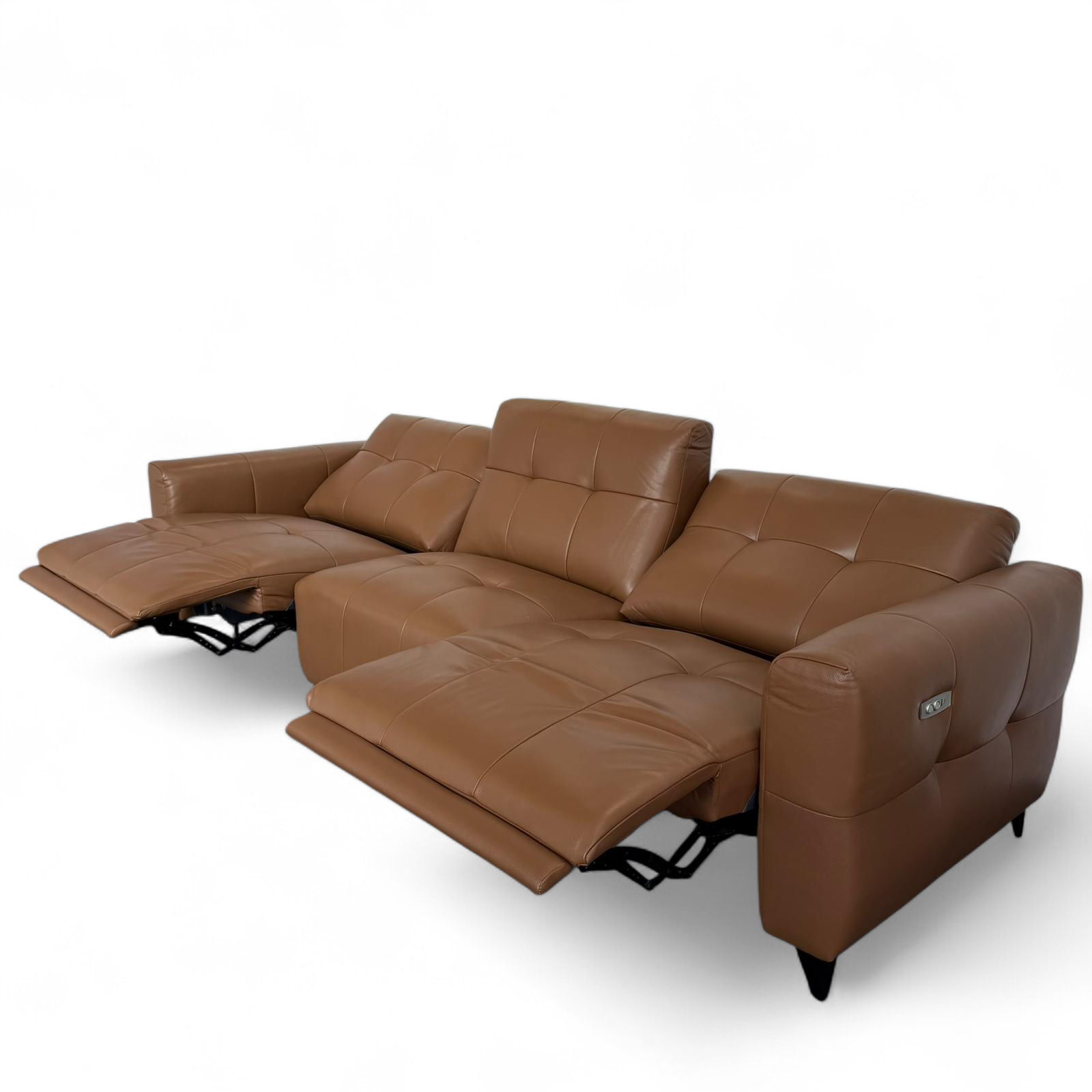 Celeste Recliner Sofa — Tan Leather 3 Seater