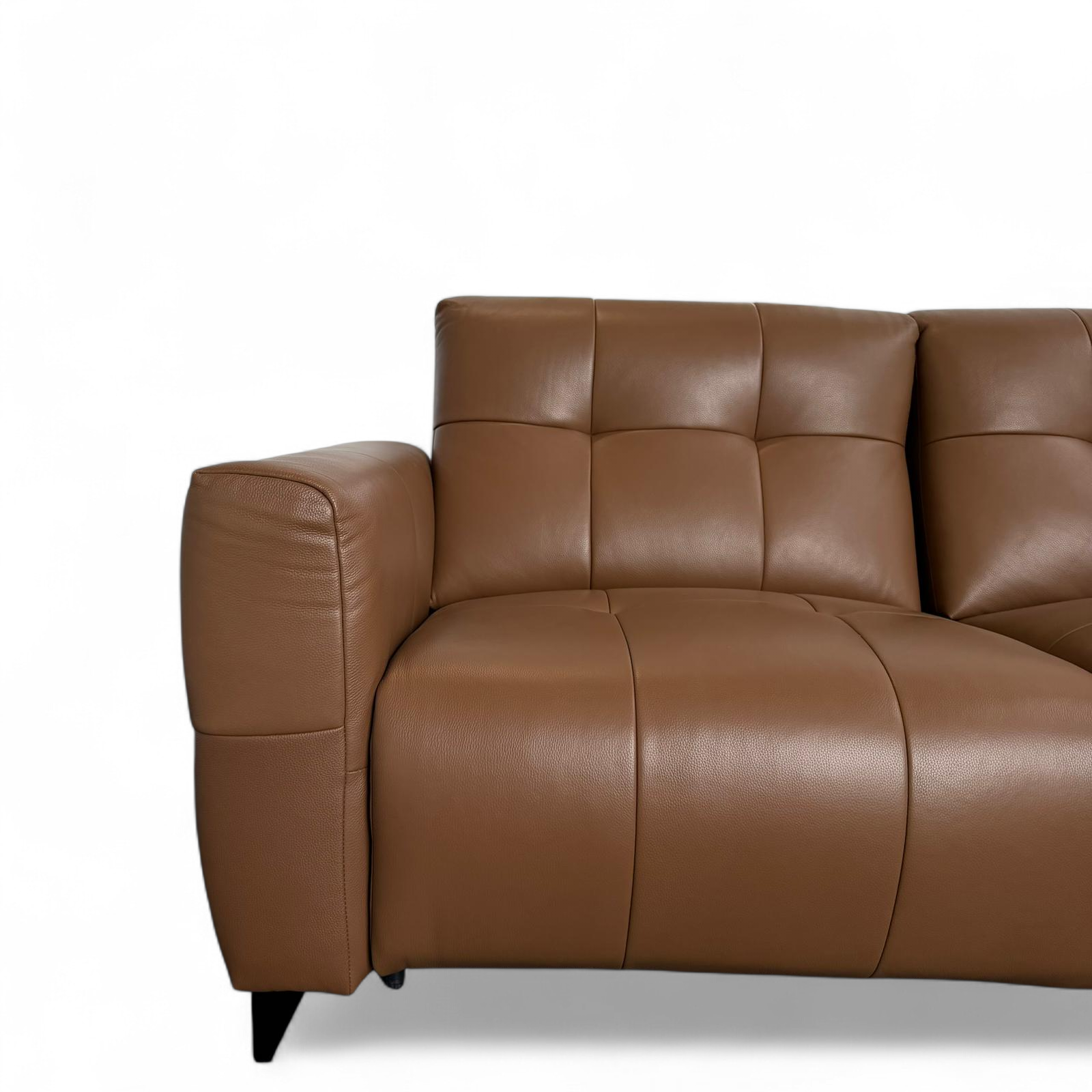 Celeste Recliner Sofa — Tan Leather 3 Seater