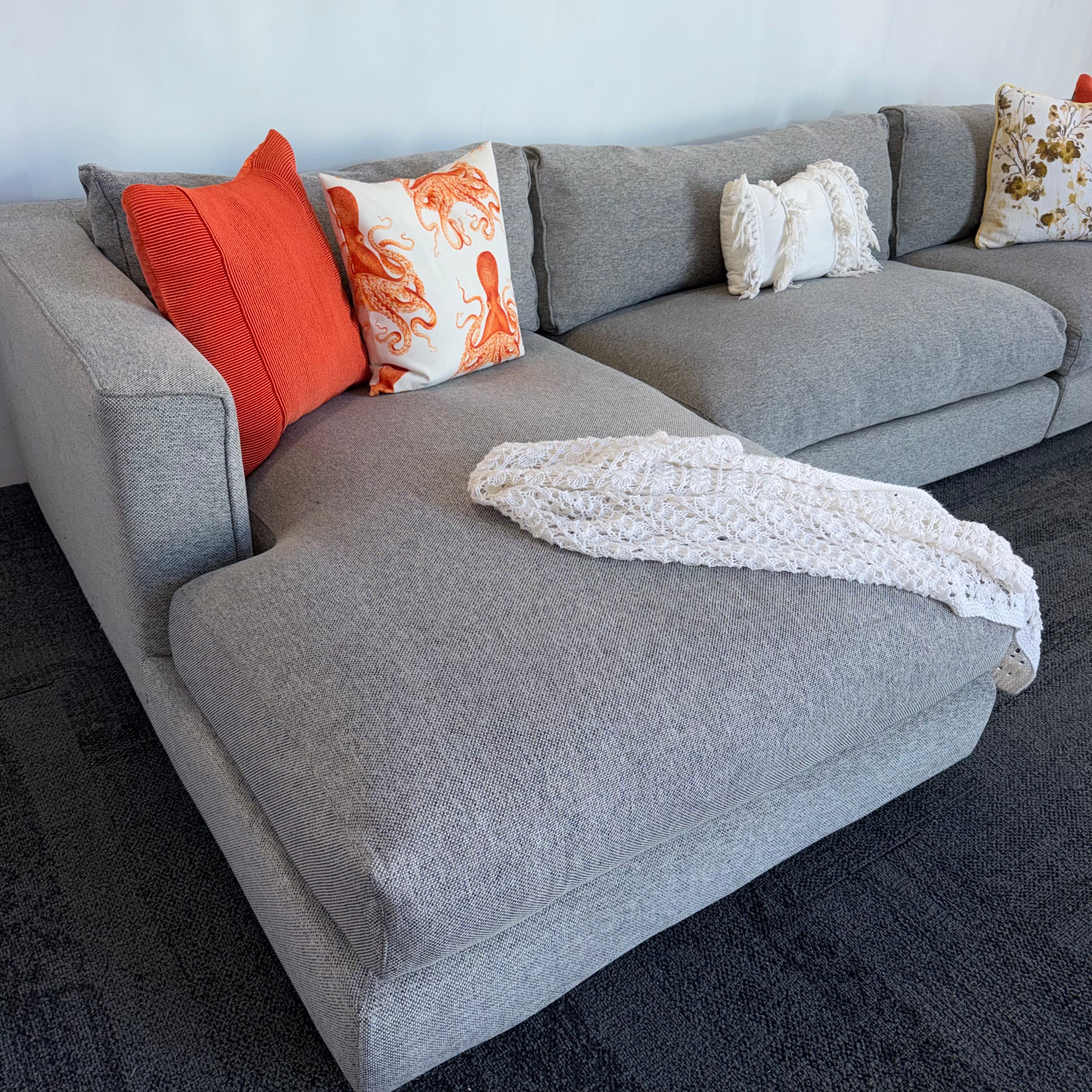 Long Island 5.5 Seater Cotton Filled Couch with Chaise – Cloud Comfort