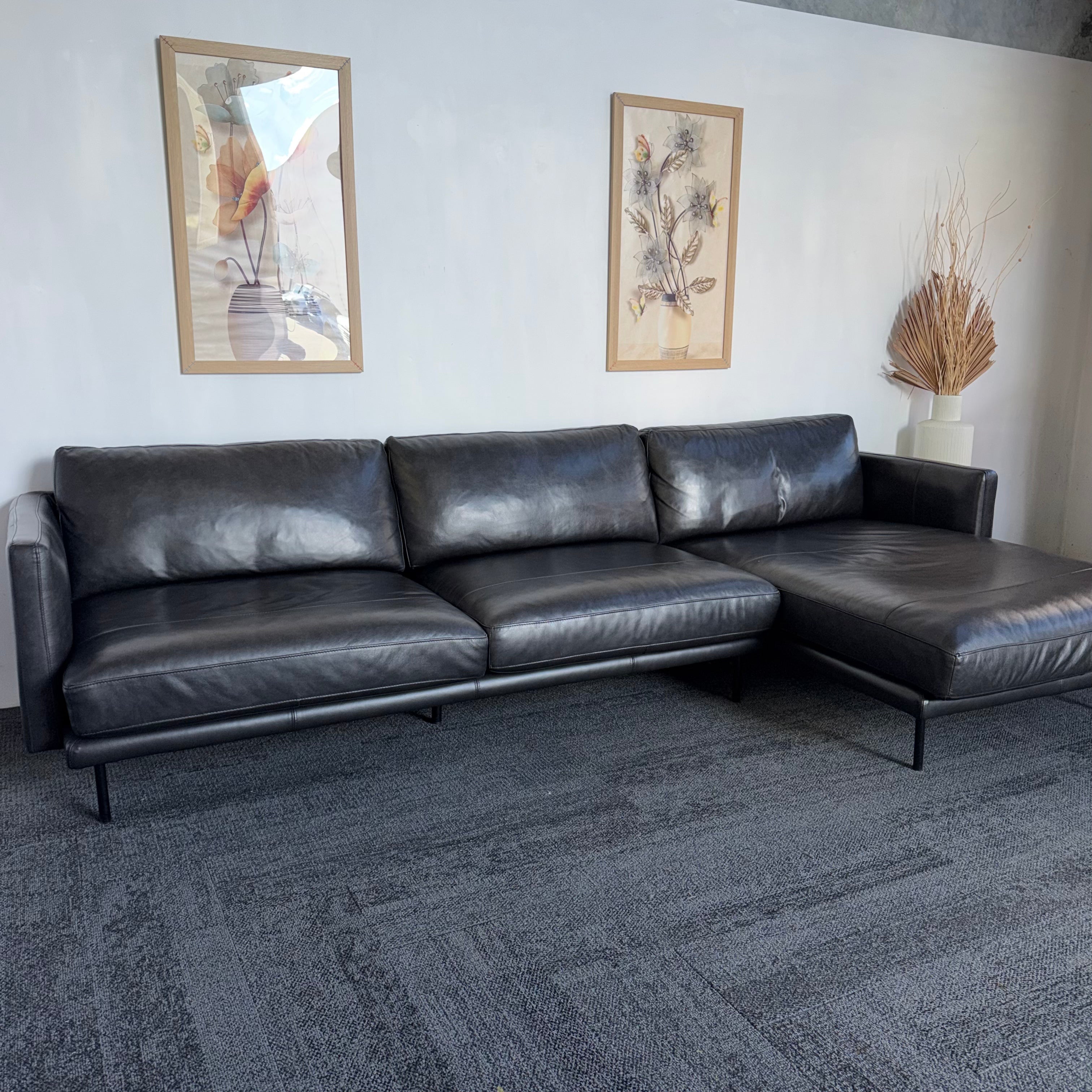Furniture Gallery Brooklyn Genuine Leather 5.5 Seater Sofa with Chaise