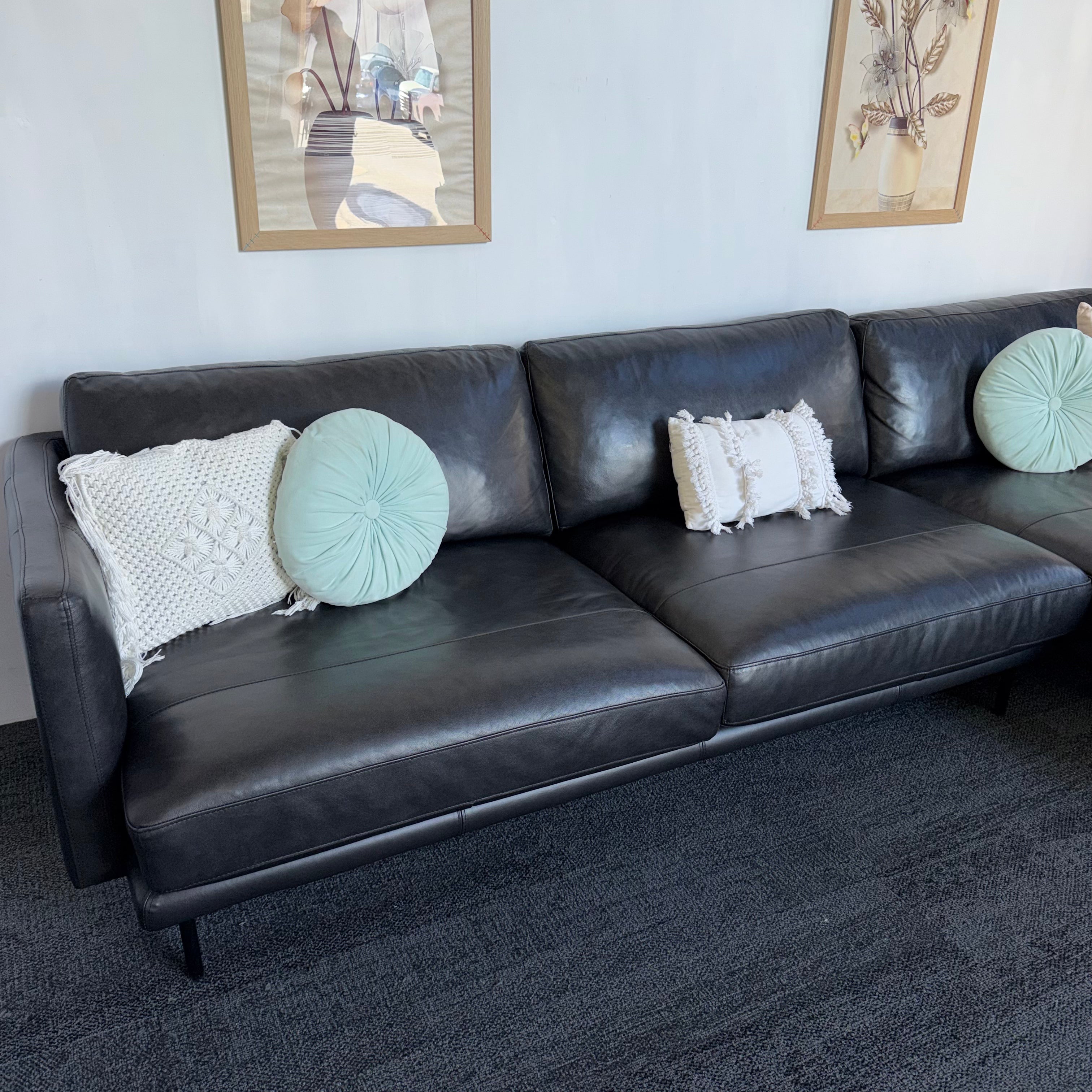 Furniture Gallery Brooklyn Genuine Leather 5.5 Seater Sofa with Chaise