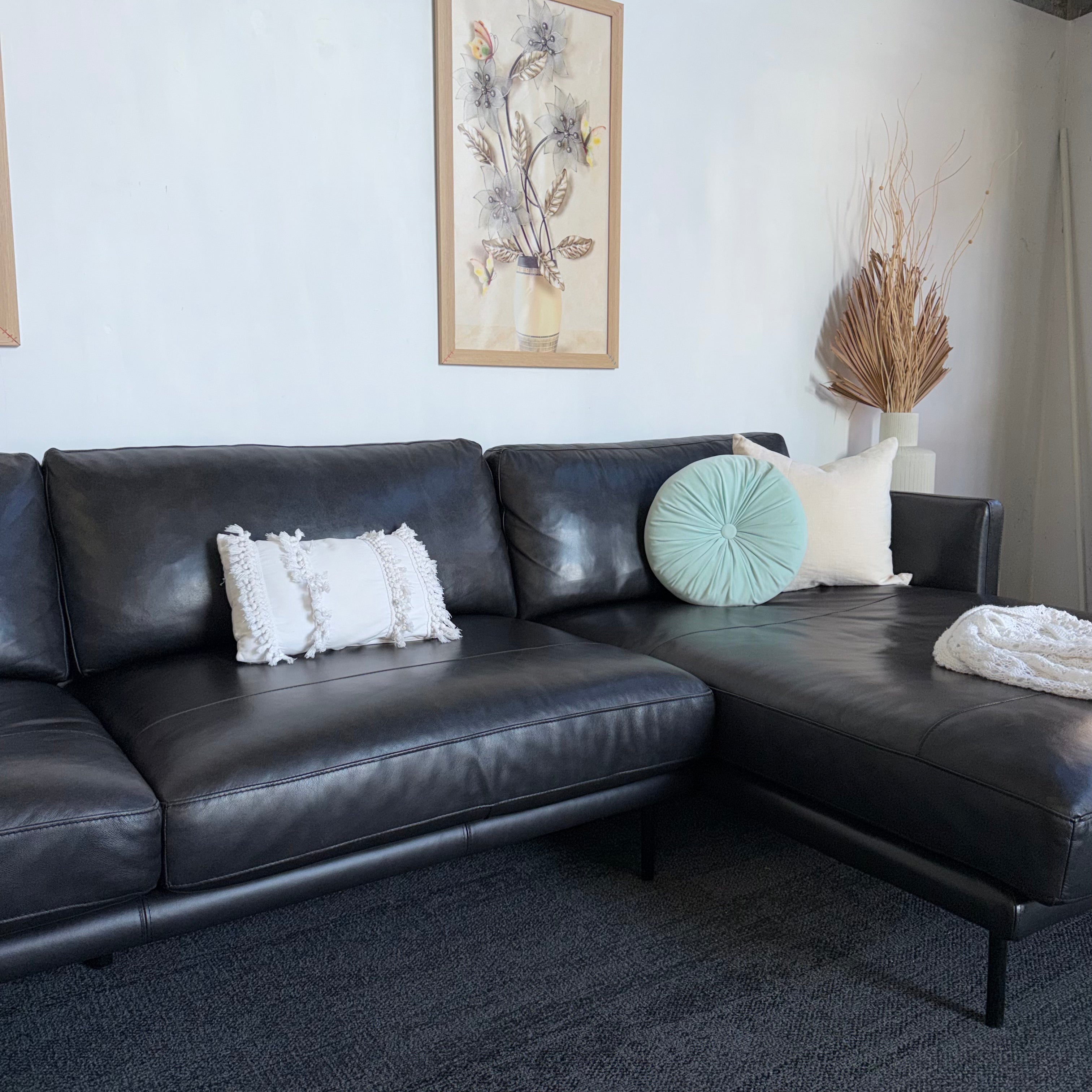 Furniture Gallery Brooklyn Genuine Leather 5.5 Seater Sofa with Chaise