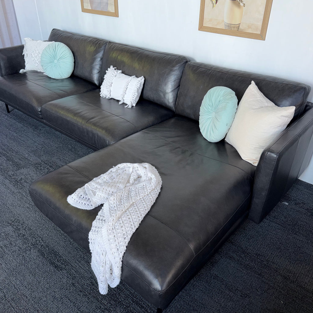Furniture Gallery Brooklyn Genuine Leather 5.5 Seater Sofa with Chaise