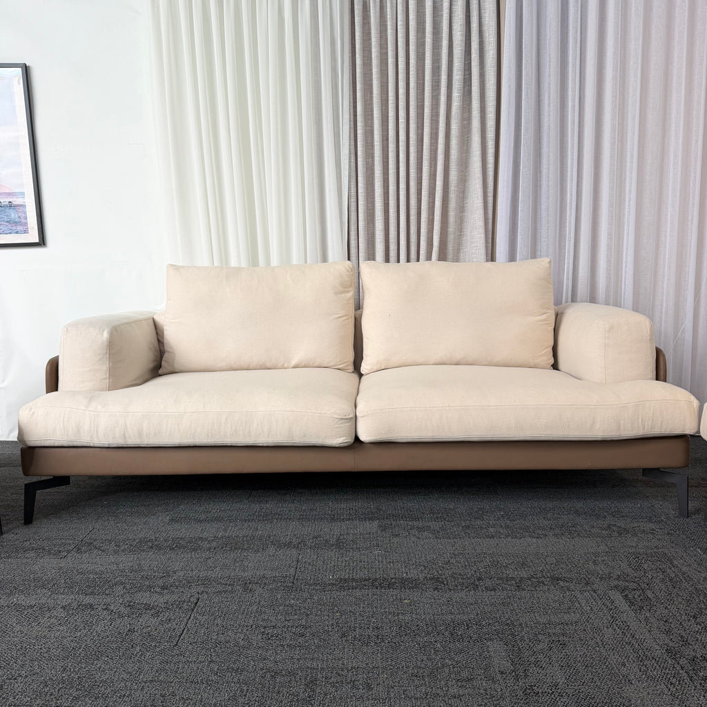 Designer 2-Tone Leather & Felt Fabric Couch Set – 3 + 2 + 1