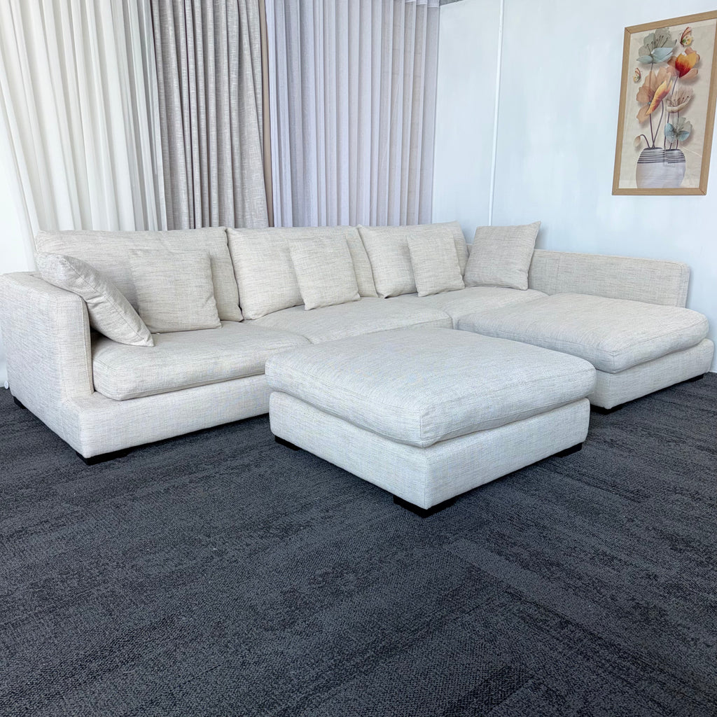 Freedom Long Island 5.5 Seater Feather-Filled Couch with Chaise & Ottoman