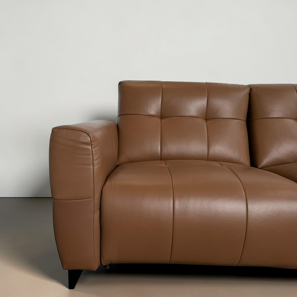 Celeste Recliner Sofa — Tan Leather 3 Seater