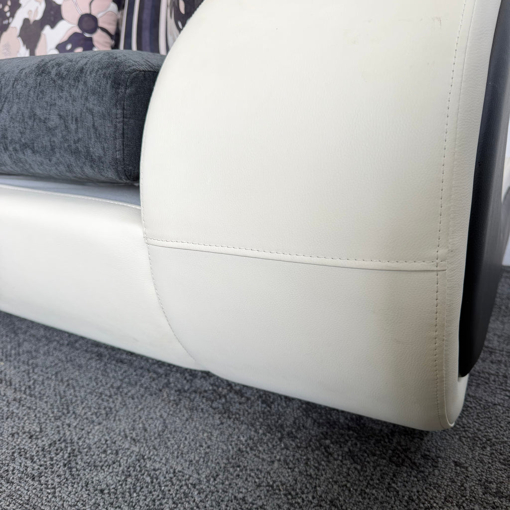 Designer Leather & Fabric Sofa with Chaise + Armchair