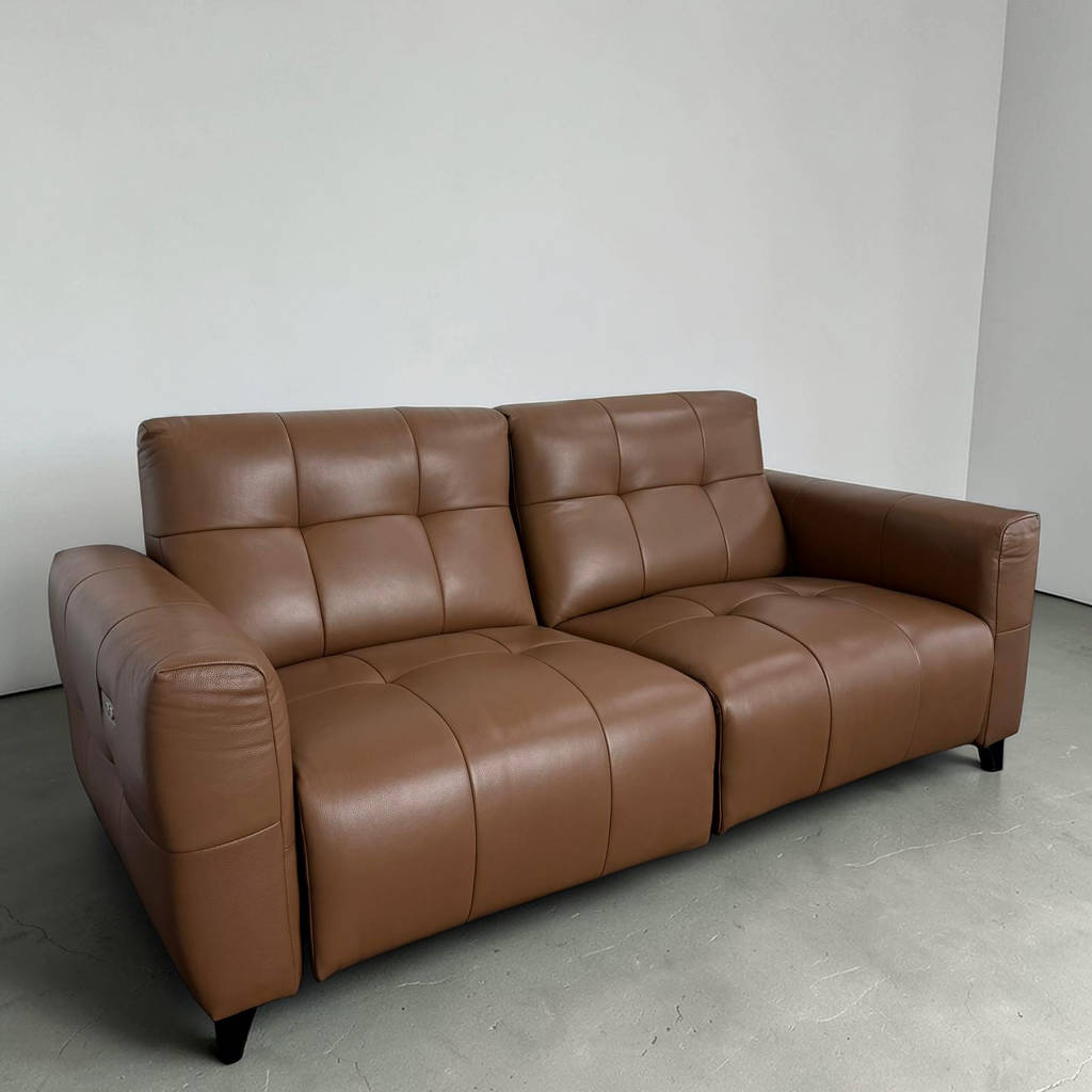 Celeste Recliner Sofa — Tan Leather 2 Seater