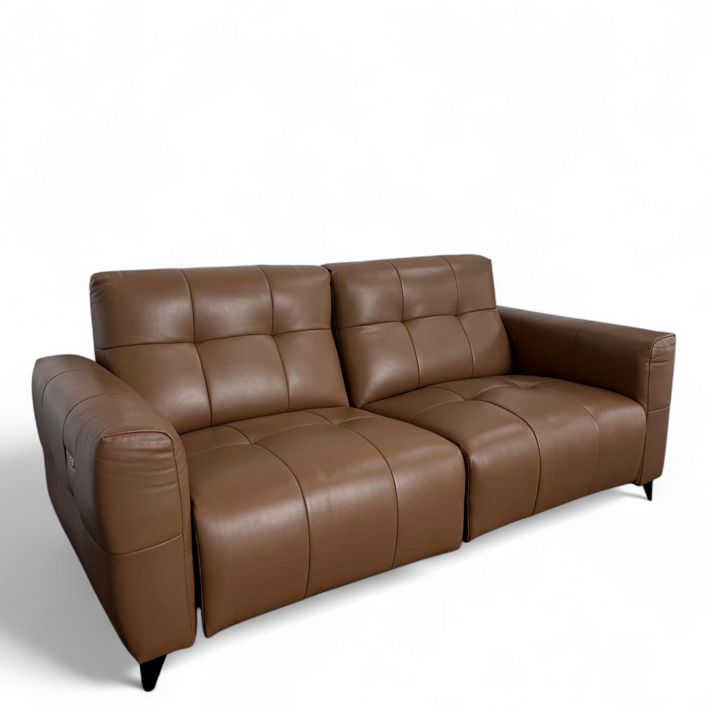 Celeste Recliner Sofa — Tan Leather 2 Seater