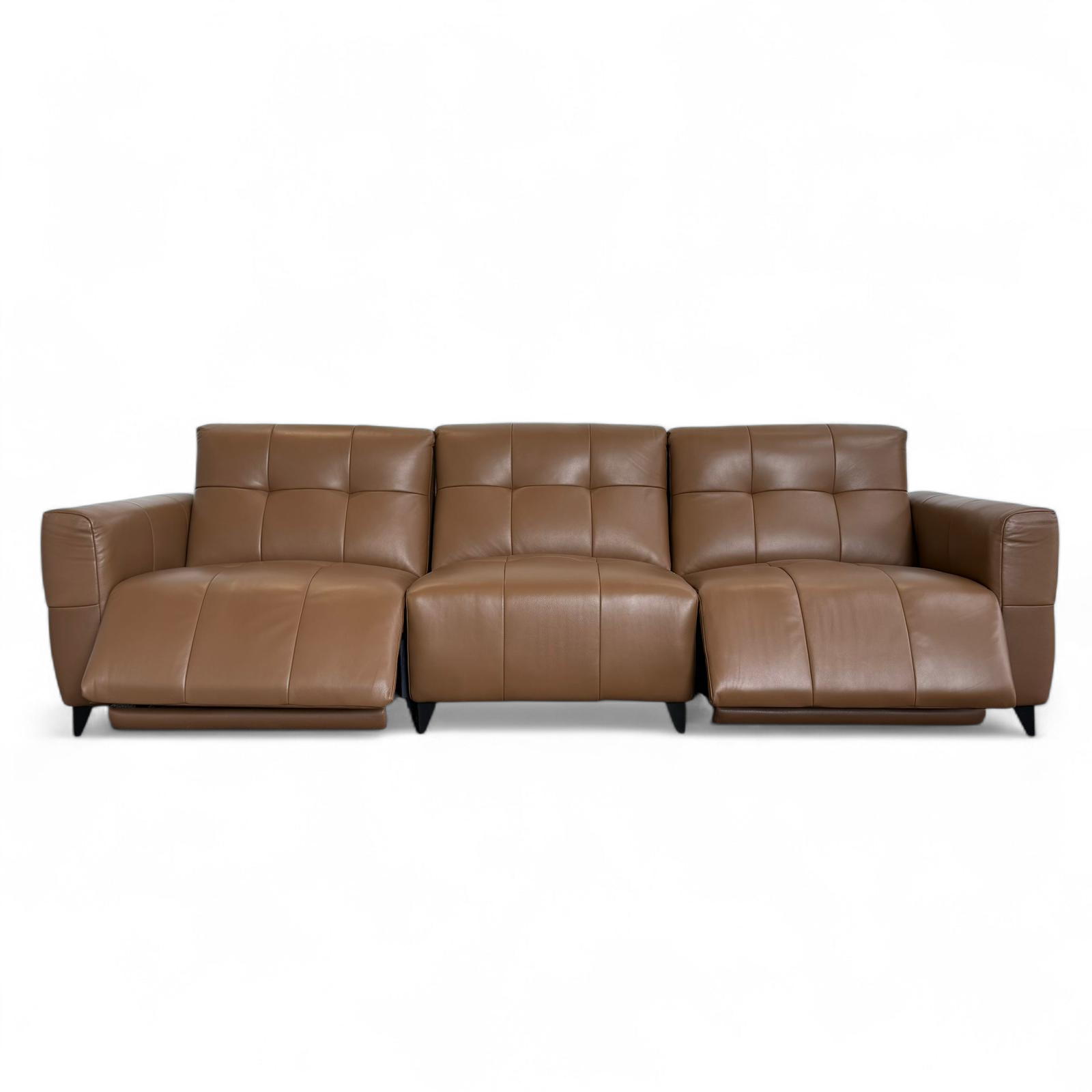 Celeste Recliner Sofa — Tan Leather 3 Seater