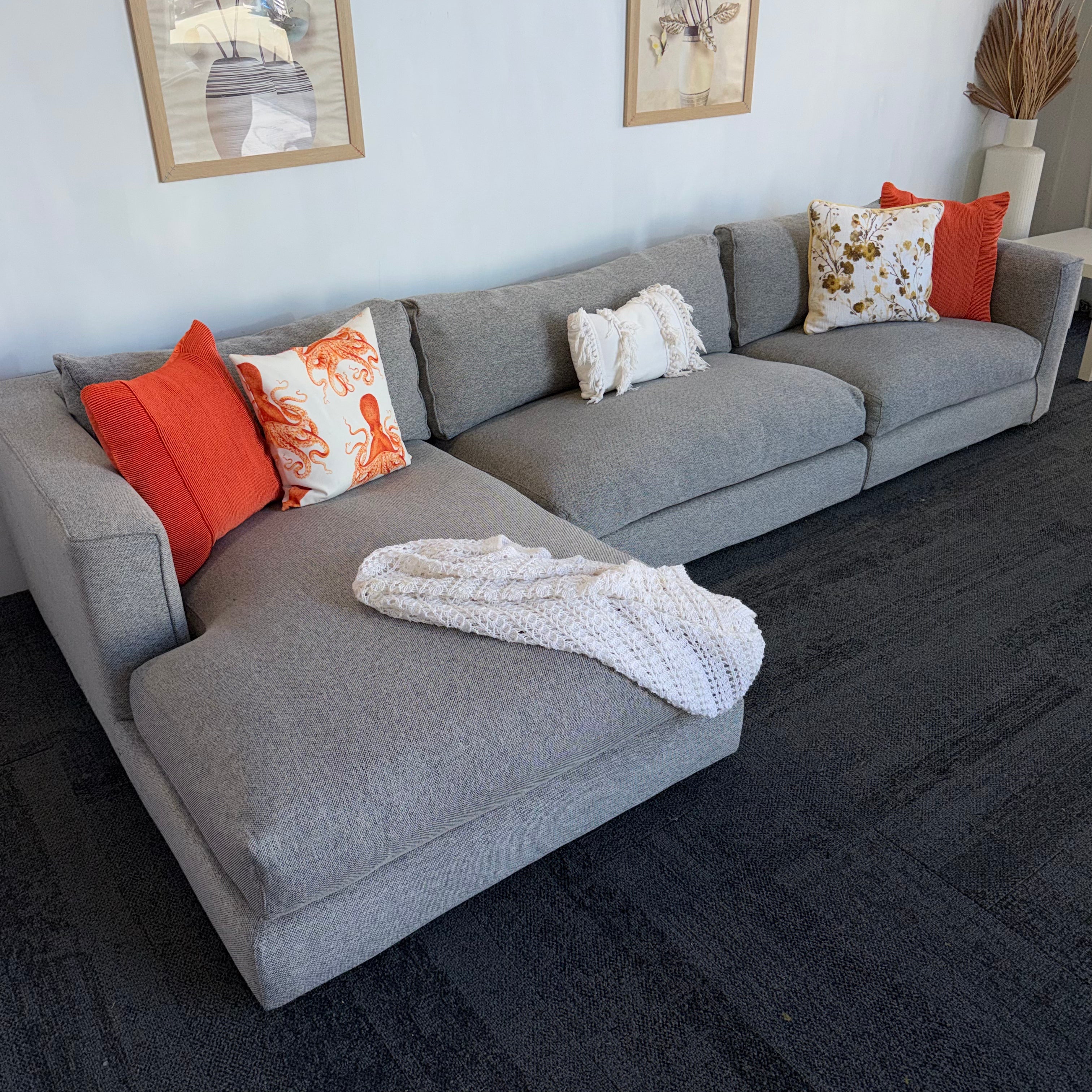 Long Island 5.5 Seater Cotton Filled Couch with Chaise – Cloud Comfort